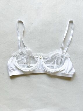 Gooseberry Intimates Sheer Mesh Underwire Bralette in White - Small